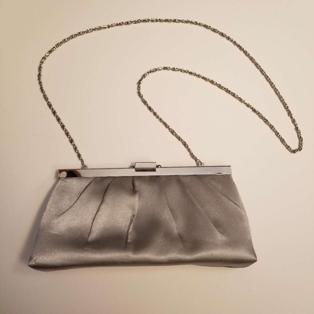 Small clutch with silver chain strap